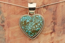 Genuine Kingman Turquoise Heart Pendant by Navajo Artist Artie Yellowhorse